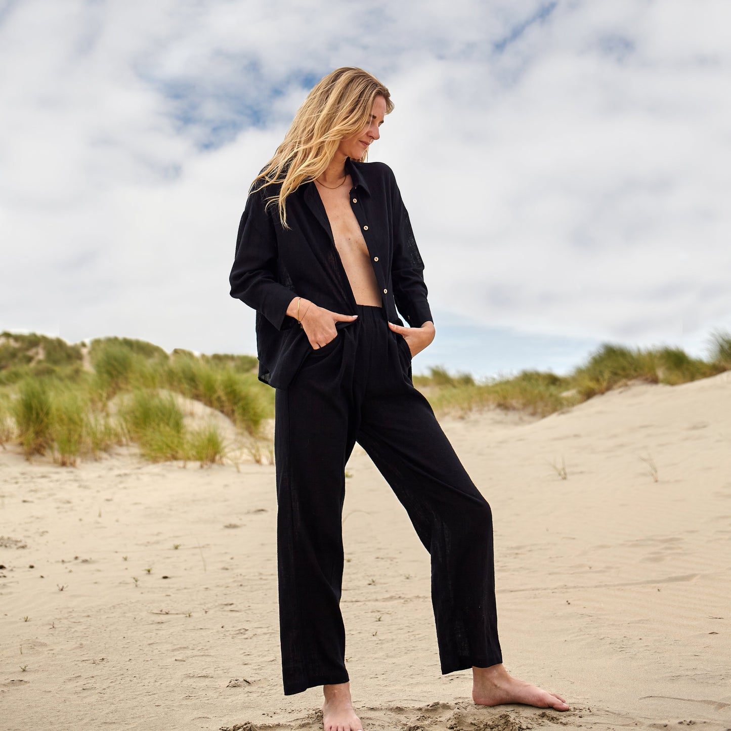 MARSIDA LONG SLEEVE SHIRT - JET BLACK