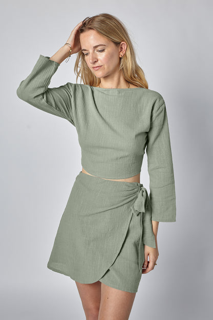PILAR WRAP SKIRT - DESERT SAGE