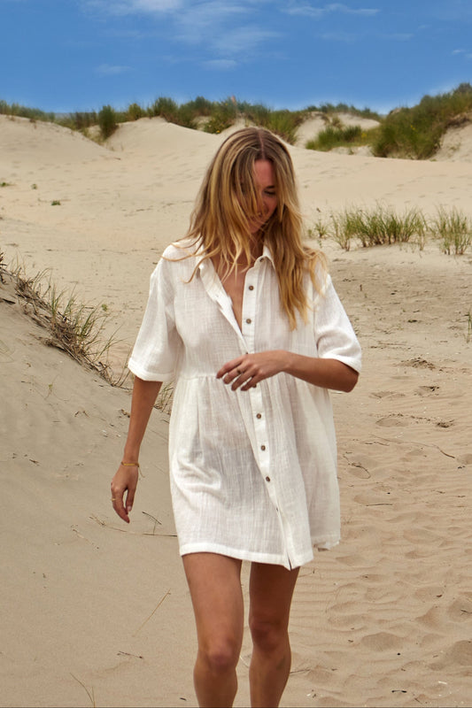 REXHINA SHIRT DRESS - WHITE