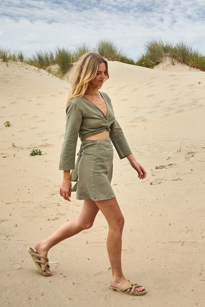 PILAR WRAP SKIRT - DESERT SAGE