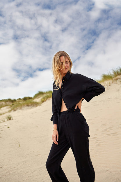 MARSIDA LONG SLEEVE SHIRT - JET BLACK
